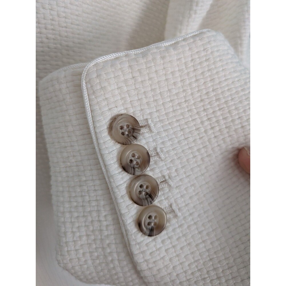 Ann Taylor Blazer Women 12 Ivory Single Breasted Lined Waffleweave Old Money New - Picture 8 of 14